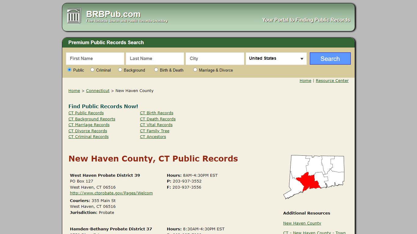 New Haven County, CT Public Records - BRB Pub