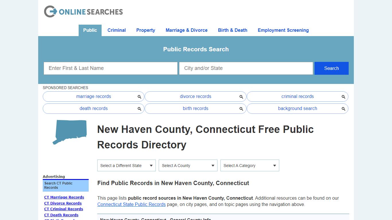 New Haven County, Connecticut Public Records Directory